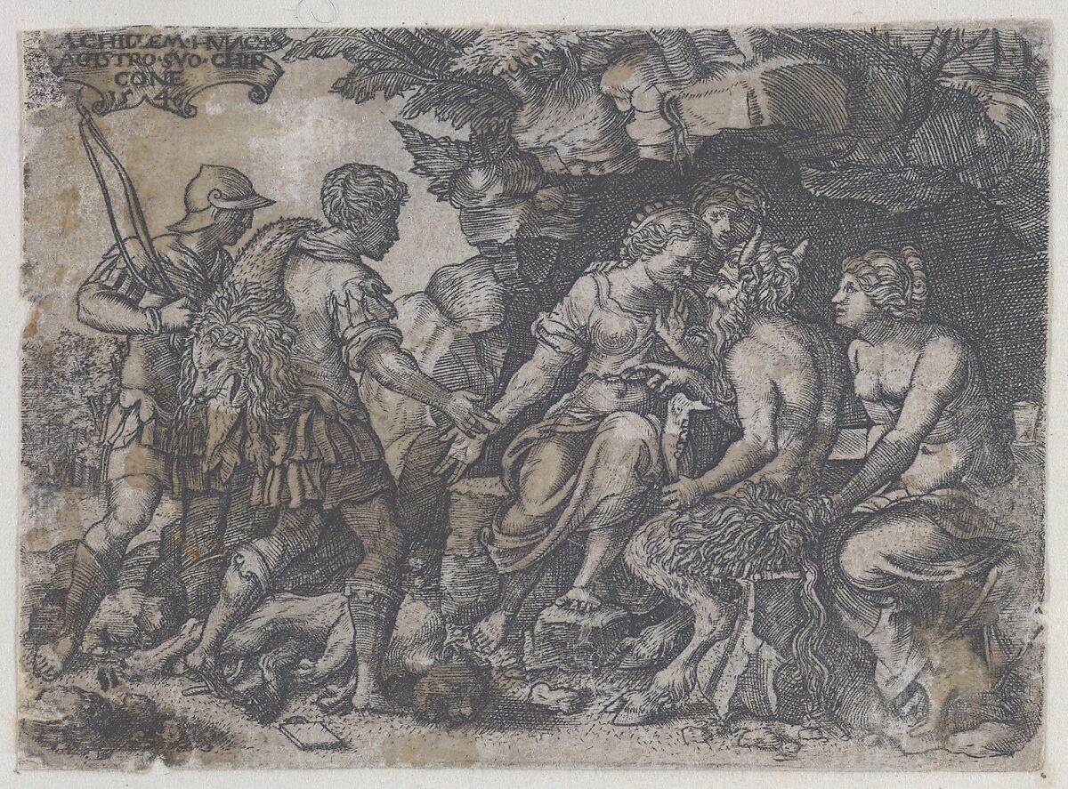 Reverse Copy of Thetis and Chiron, after Georg Pencz (German, Wroclaw ca. 1500–1550 Leipzig), Engraving 