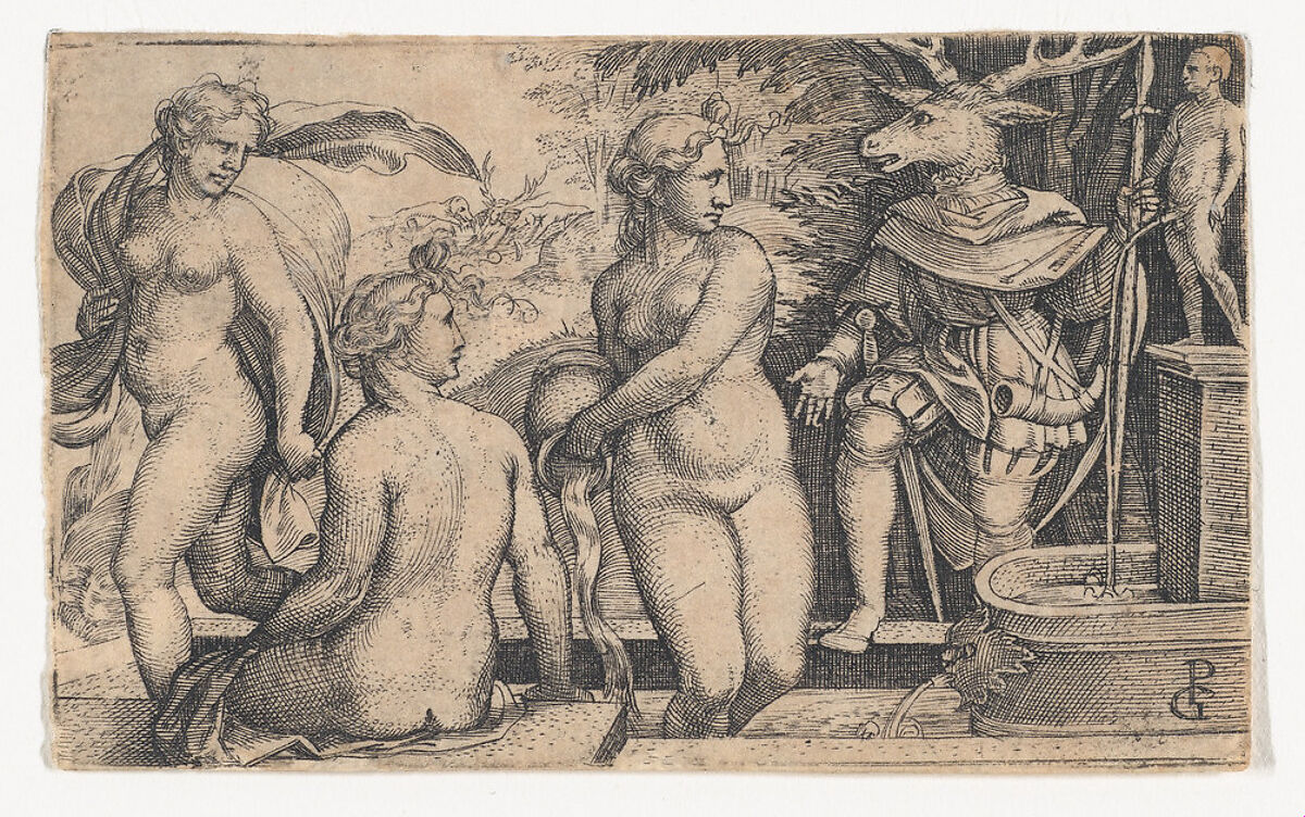 Diana and Actaeon, Georg Pencz (German, Wroclaw ca. 1500–1550 Leipzig), Engraving; second state of two (Hollstein) 