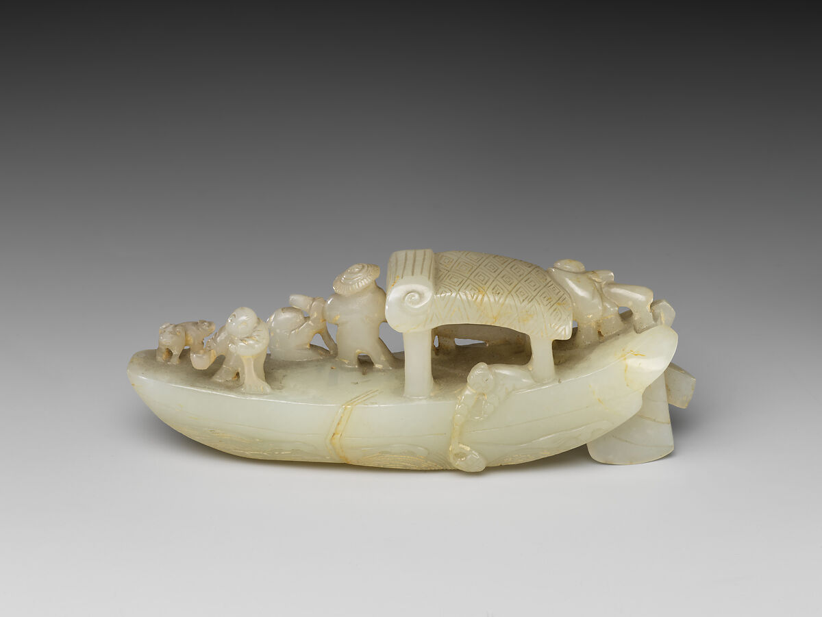 Boat, White jadeite, China