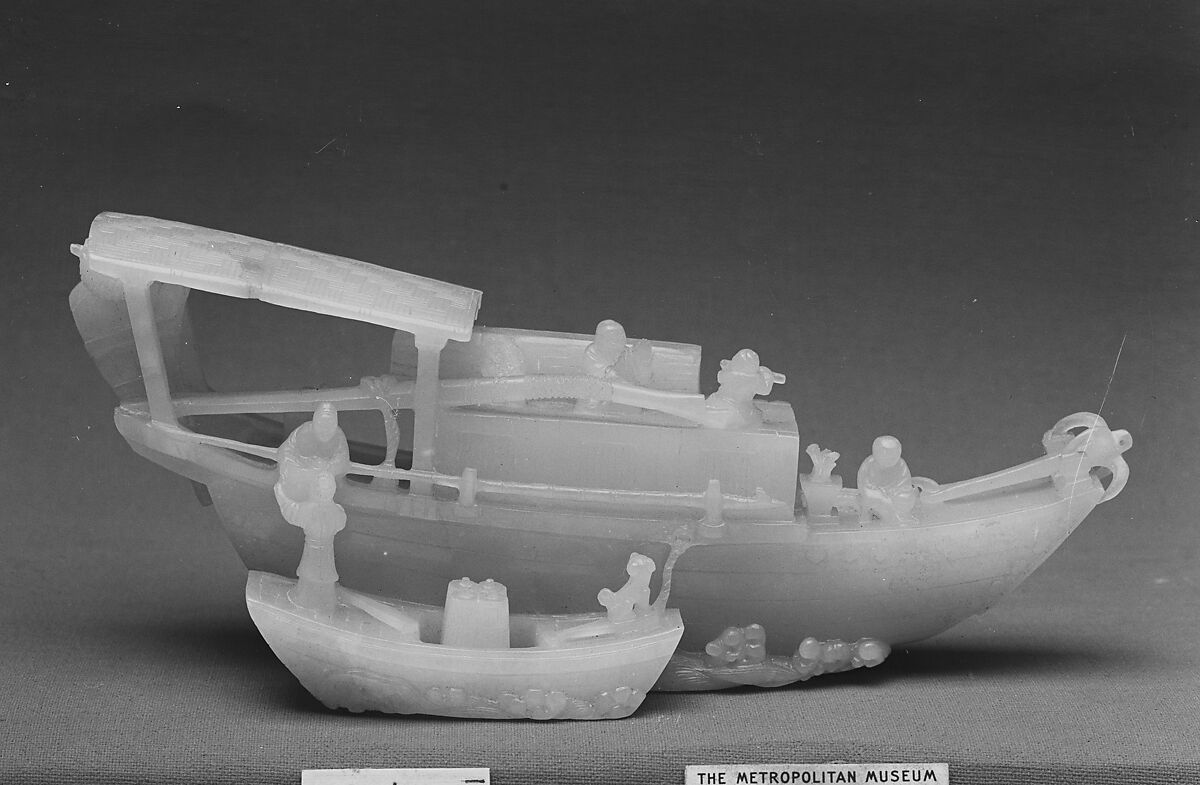 Ornament in the shape of a boat, Jade (nephrite), China 