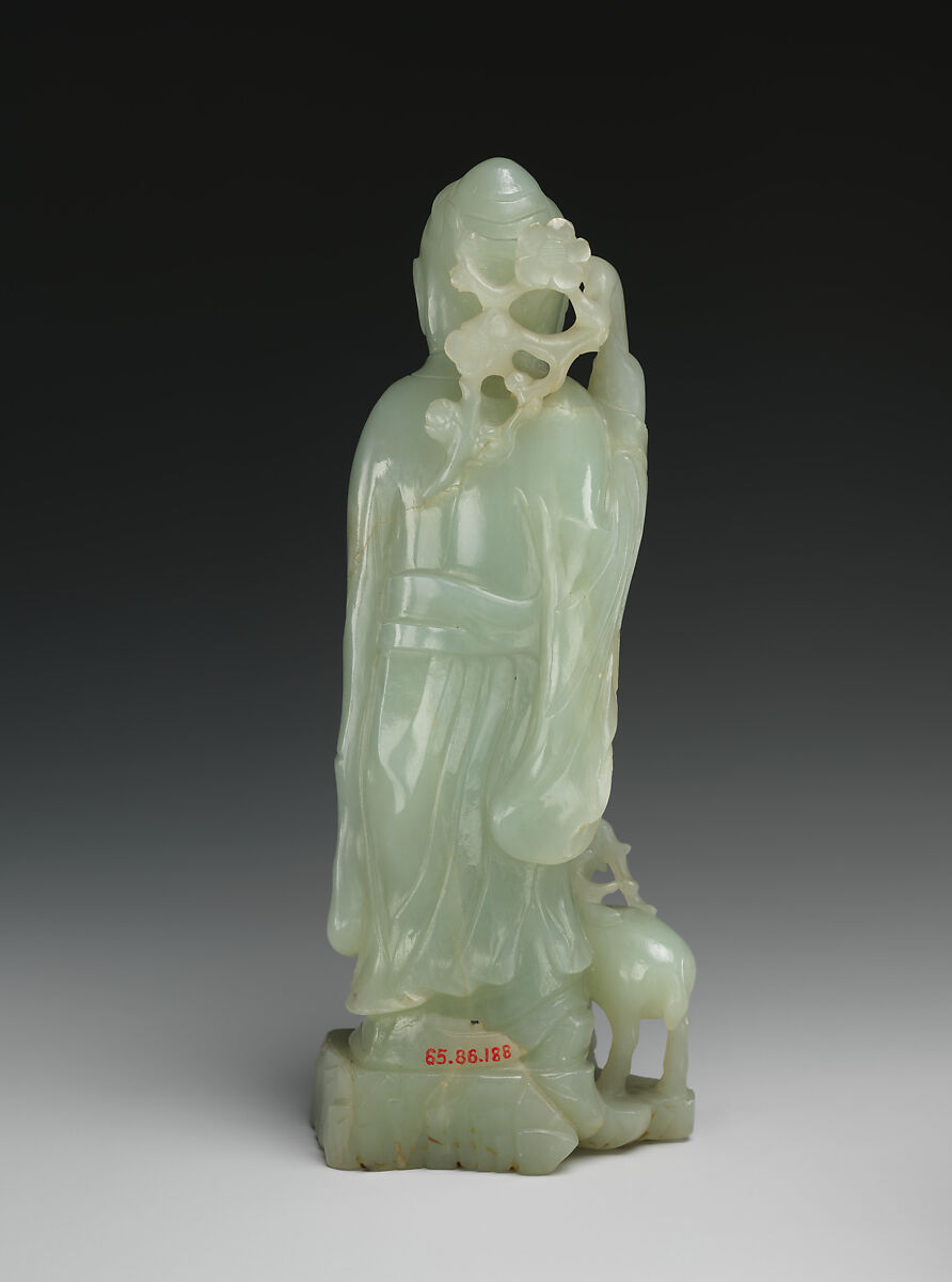 God of Longevity (Shoulao) and a deer, Jade (nephrite), China