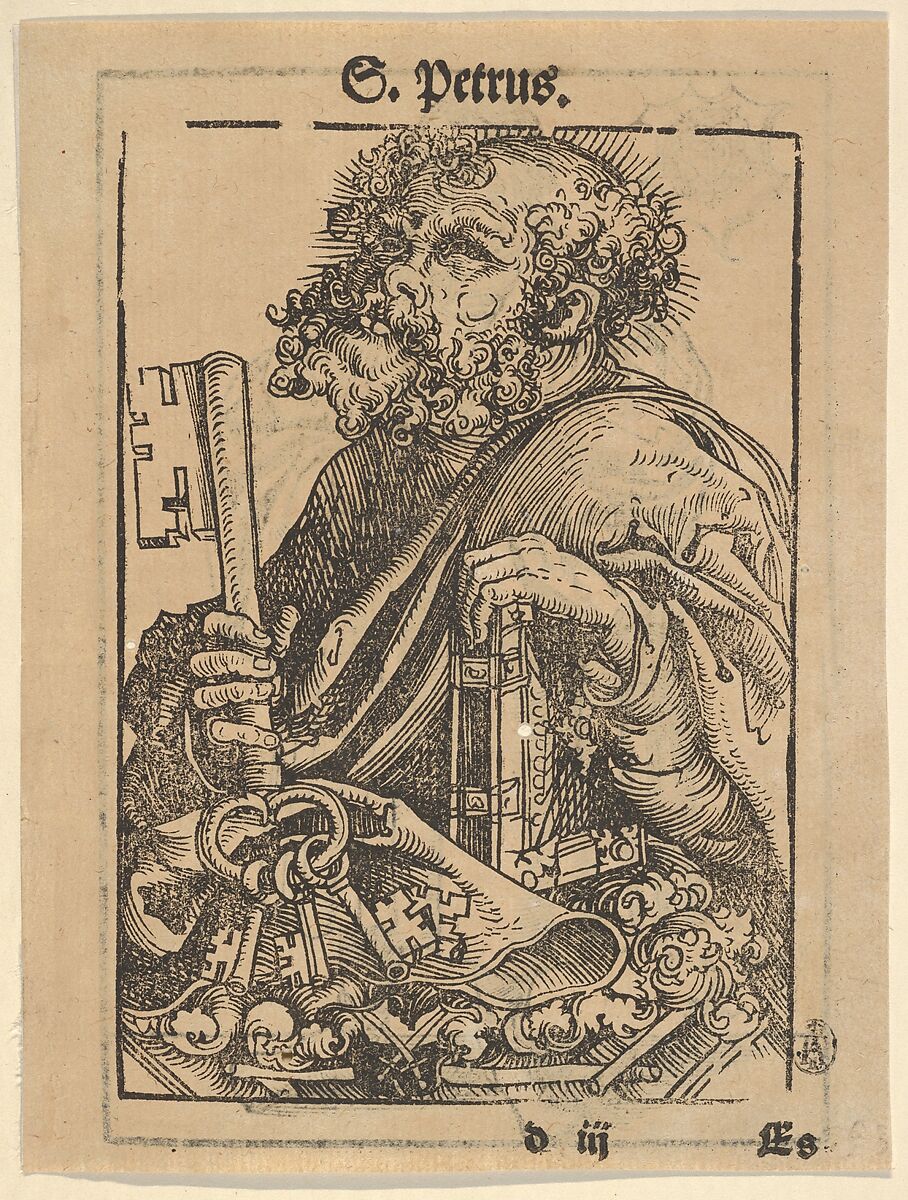 Bust of Saint Peter, from the Large Series of Wittenberg Reliquaries; verso: Martin Luther (1548), Lucas Cranach the Elder (German, Kronach 1472–1553 Weimar), Woodcut 