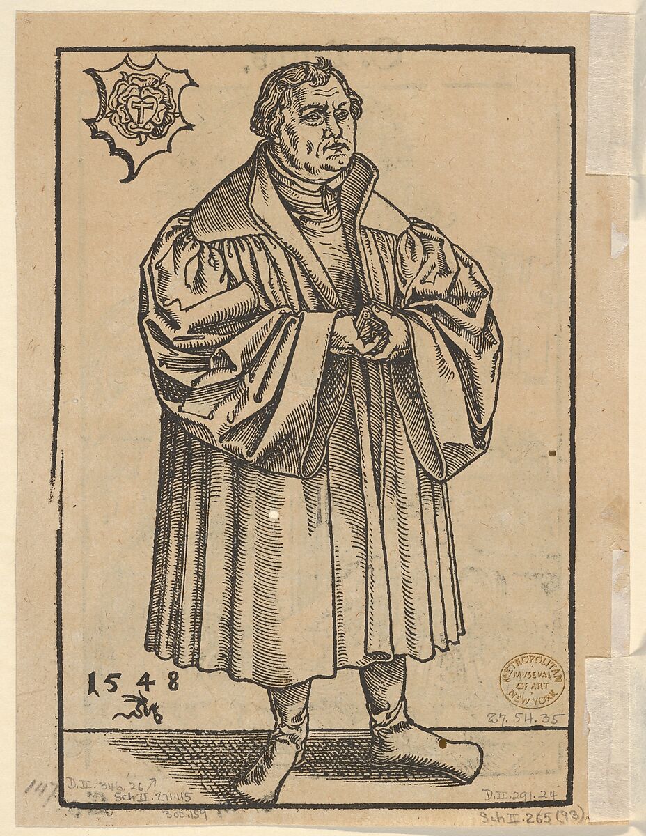 Bust of Saint Peter, from the "Large Series of Wittenberg Reliquaries"; verso: Martin Luther (1548), Lucas Cranach the Elder (German, Kronach 1472–1553 Weimar), Woodcut