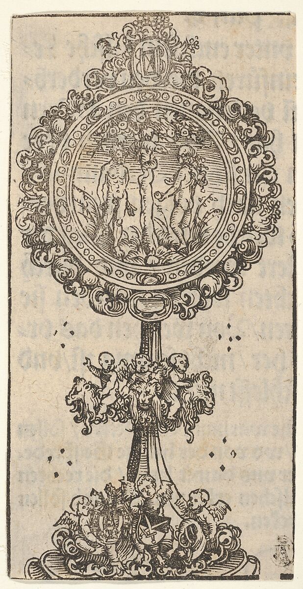 A Relief with Adam and Eve, from the Large Series of Wittenberg Reliquaries, Lucas Cranach the Elder  German, Woodcut