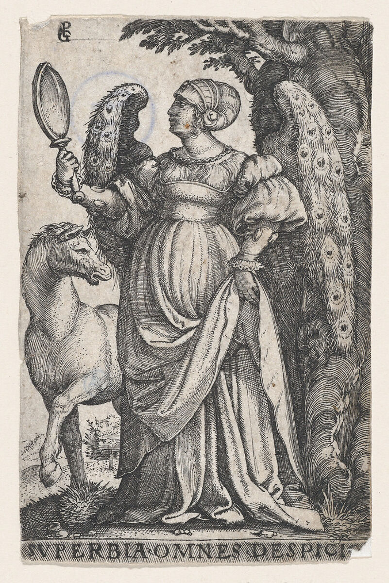 Pride (Superbia), from "The Seven Vices", Georg Pencz (German, Wroclaw ca. 1500–1550 Leipzig), Engraving 