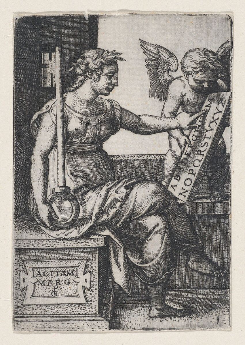 Grammatica, from "The Liberal Arts", Georg Pencz (German, Wroclaw ca. 1500–1550 Leipzig), Engraving 