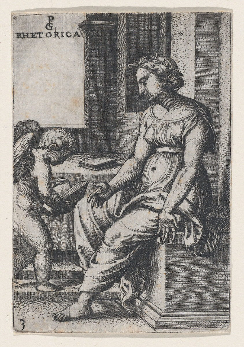 Rhetorica, from "The Liberal Arts", Georg Pencz (German, Wroclaw ca. 1500–1550 Leipzig), Engraving 