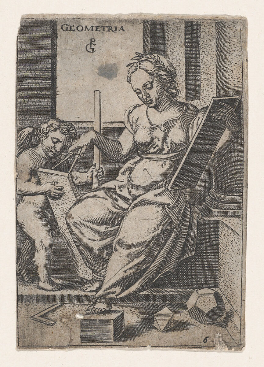 Copy of Geometria, After Georg Pencz (German, Wroclaw ca. 1500–1550 Leipzig), Engraving 