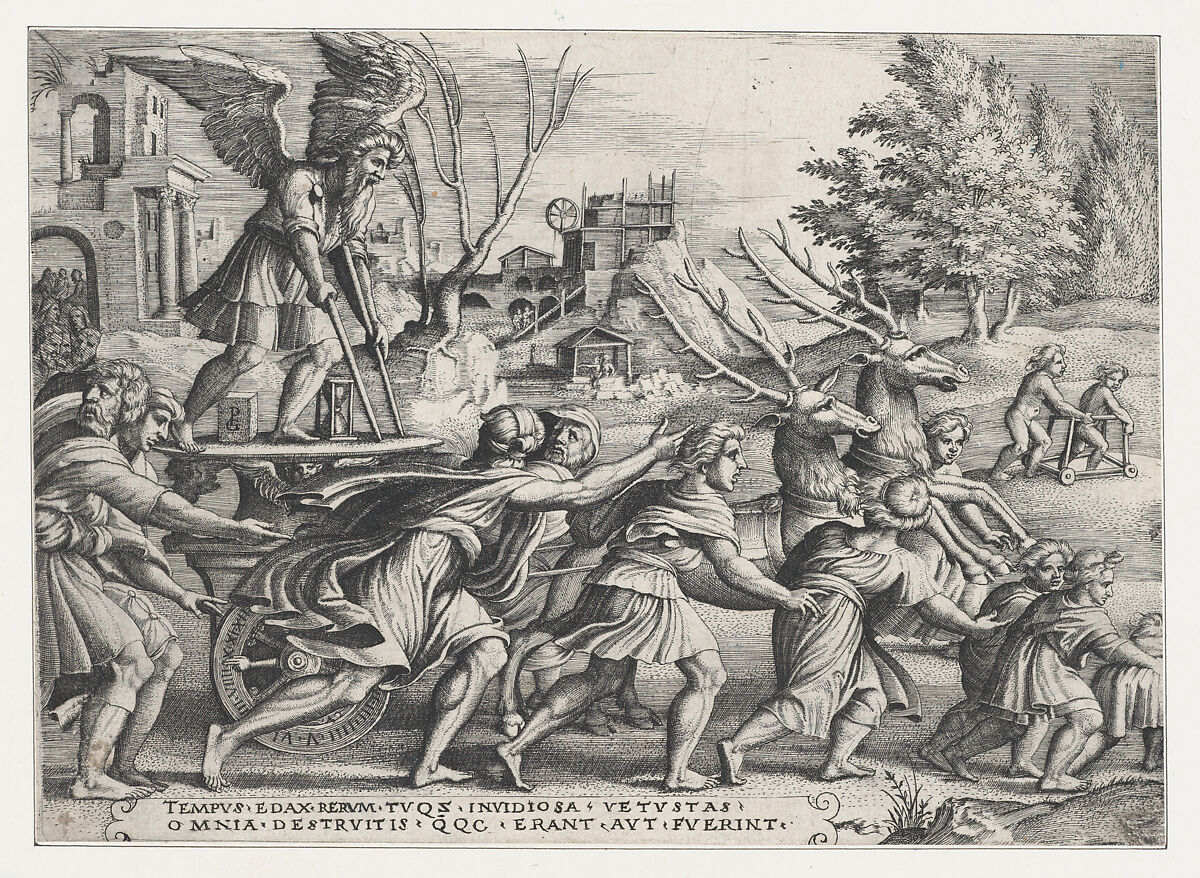 The Triumph of Time on Fame, from "The Triumphs of Petrarch", Georg Pencz (German, Wroclaw ca. 1500–1550 Leipzig), Engraving 