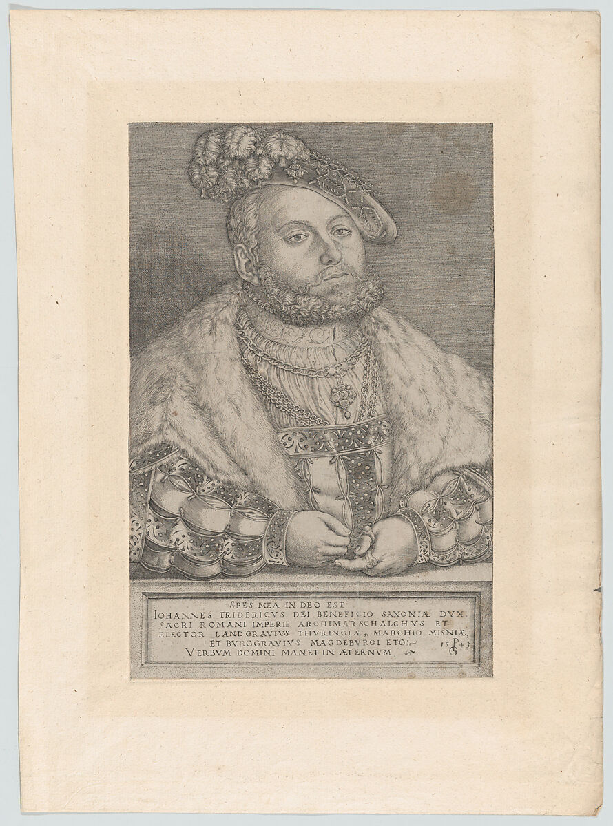 Portrait of Johann Friedrich the Magnanimous, Elector of Saxony, Georg Pencz (German, Wroclaw ca. 1500–1550 Leipzig), Engraving 