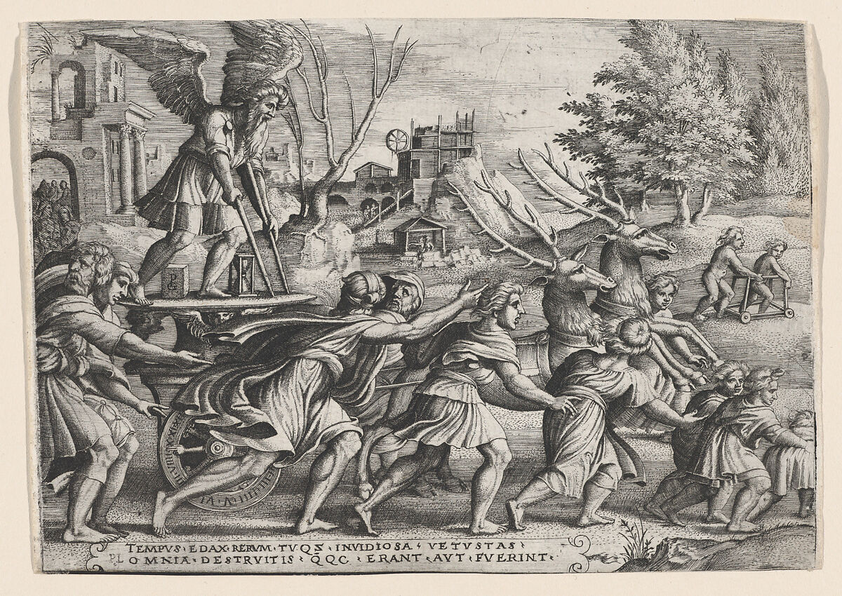 The Triumph of Time on Fame, from "The Triumphs of Petrarch", Georg Pencz (German, Wroclaw ca. 1500–1550 Leipzig), Engraving 