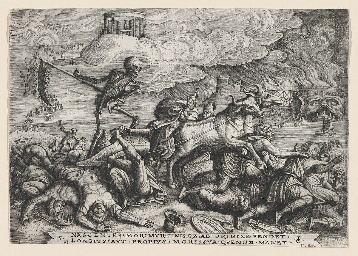 The Triumph of Death on Time, from The Triumph of Petrarch, Georg Pencz (German, Wroclaw ca. 1500–1550 Leipzig), Engraving 