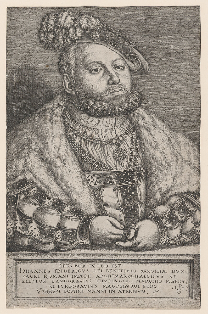 Portrait of Johann Friedrich the Magnanimous, Elector of Saxony, Georg Pencz (German, Wroclaw ca. 1500–1550 Leipzig), Engraving 