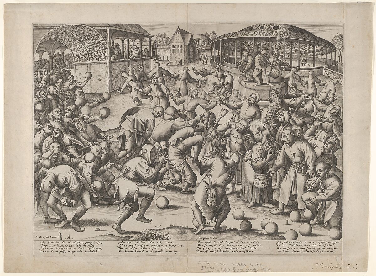 Festival of Fools, After Pieter Bruegel the Elder (Netherlandish, Breda (?) ca. 1525–1569 Brussels), Engraving; second state of three 