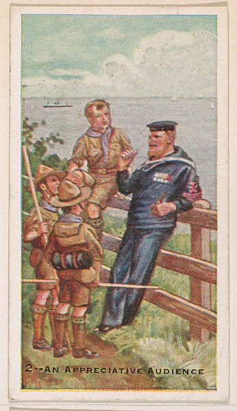 Card 2, An Appreciative Audience, from the Boy Scouts series (E41), issued by the Scout Gum Company or to promote Harlequin Taffy Candy, Issued by Scout Gum Company, Rochester, New York or, Commercial color lithograph 