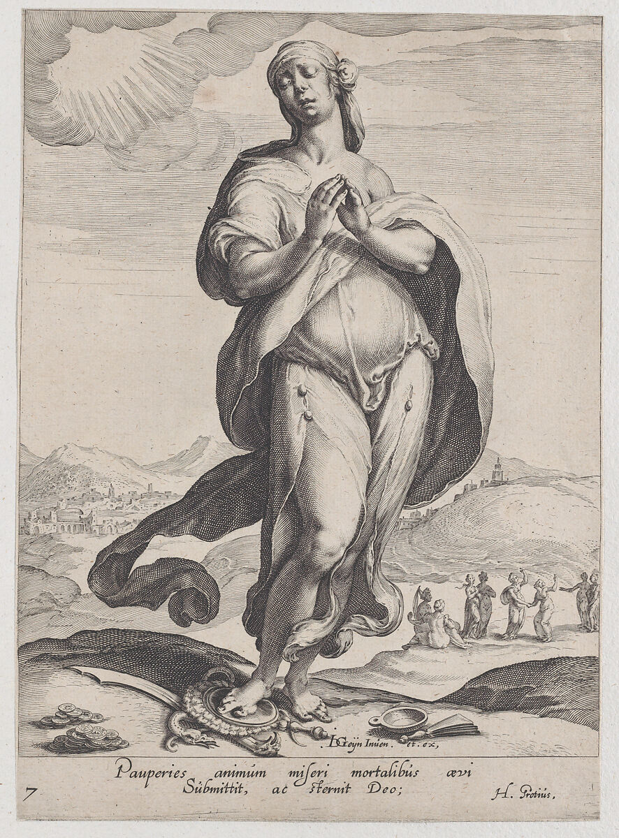 Faith, from "Virtues and Vices", Zacharias Dolendo (Netherlandish, 1561–ca. 1604), Engraving; New Hollstein's first of two 