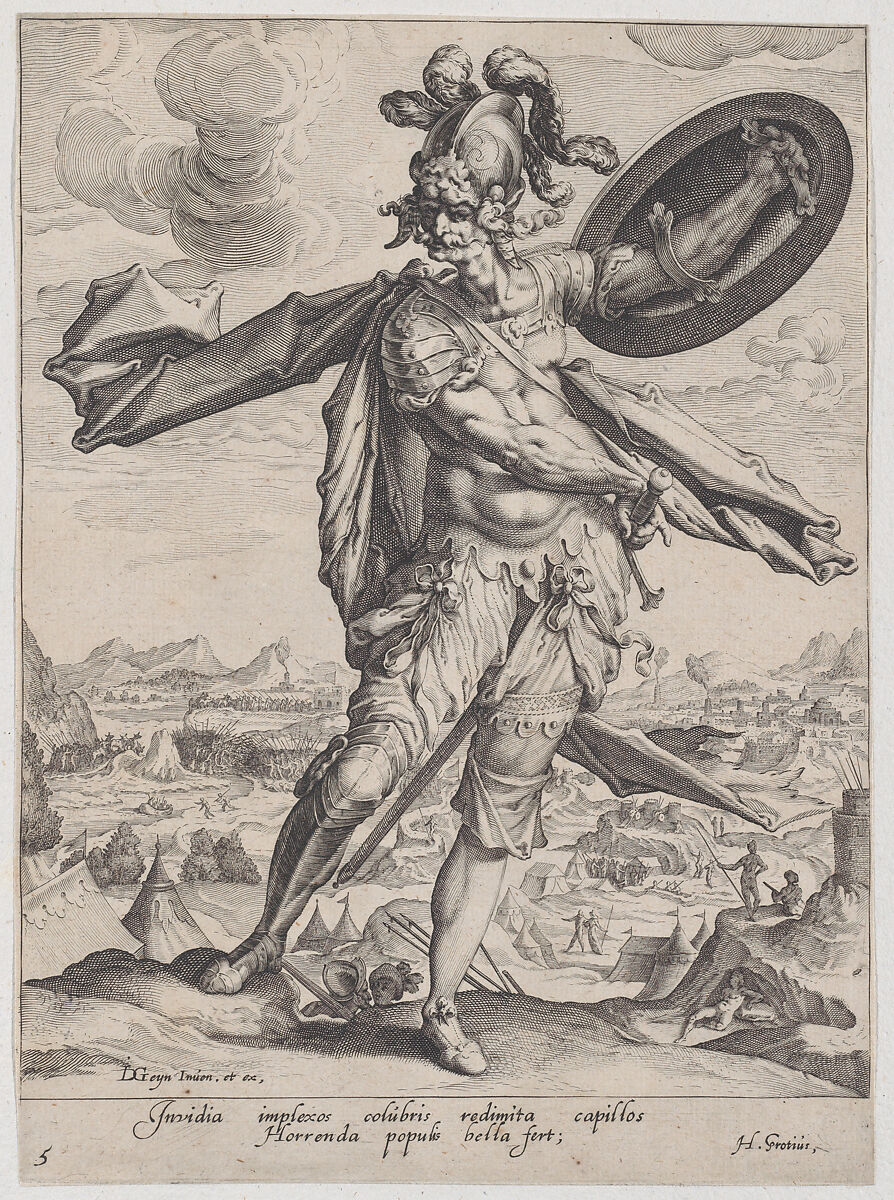 War, from "Virtues and Vices", Zacharias Dolendo (Netherlandish, 1561–ca. 1604), Engraving; New Hollstein's first of two 