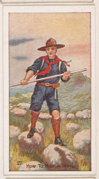 Card 27, How to Hide a Trail, from the Boy Scouts series (E41), issued by the Scout Gum Company or to promote Harlequin Taffy Candy, Issued by Scout Gum Company, Rochester, New York or, Commercial color lithograph 
