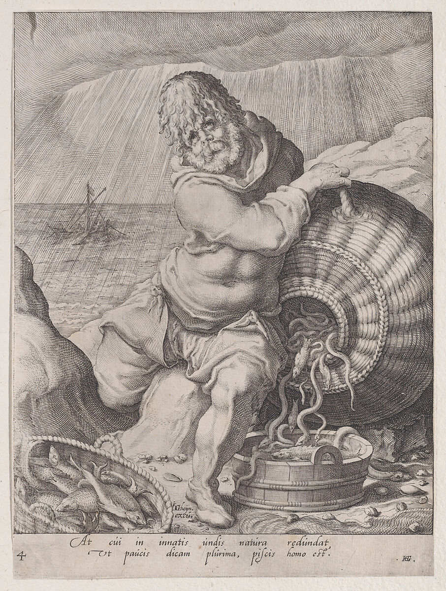 Water (Phlegmaticus), from "The Four Temperaments", After Jacques de Gheyn II (Netherlandish, Antwerp 1565–1629 The Hague), Engraving 