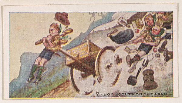 Card 7, Boy Scouts on the Trail, from the Boy Scouts series (E41), issued by the Scout Gum Company or to promote Harlequin Taffy Candy, Issued by Scout Gum Company, Rochester, New York or, Commercial color lithograph 