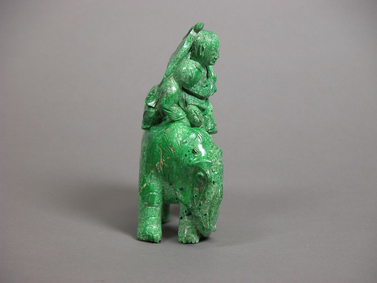 Elephant and two boys, Kosmochlor jadeitite, China