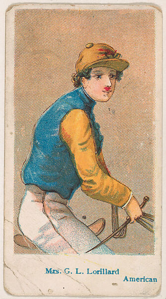 Mrs. G. L. Lorillard, American, from the Jockey Caramels series (E47) for the American Caramel Company, Issued by American Caramel Company, Philadelphia, Commercial color lithograph 
