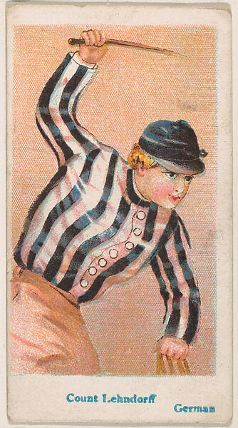 Count Lehndorff, German, from the Jockey Caramels series (E47) for the American Caramel Company, Issued by American Caramel Company, Philadelphia, Commercial color lithograph 