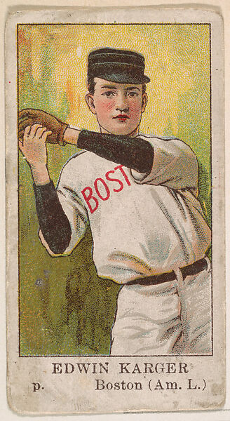 Edwin Karger, Pitcher, Boston Red Sox, American League, from the Baseball Caramels series (E91-C) for the American Caramel Company, Issued by American Caramel Company, Philadelphia, Commercial color lithograph 