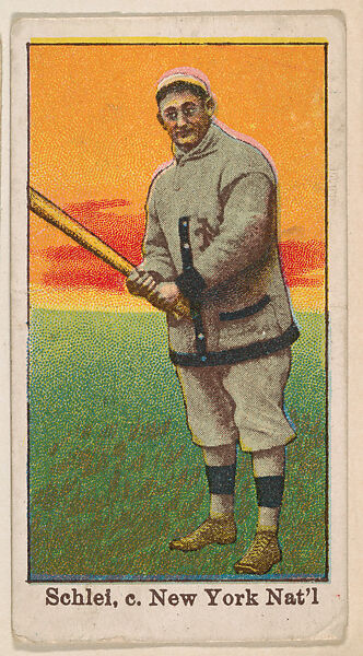 Schlei, Catcher, New York, National League, from the Baseball Gum series (E92), issued by John H. Dockman & Son, Issued by John H. Dockman &amp; Son, Baltimore, Commercial color lithograph 