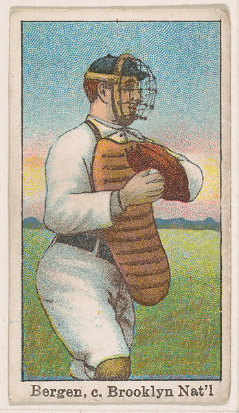 Bergen, Catcher, Brooklyn, National League, from the Baseball Gum series (E92), issued by Croft and Allen Co., Issued by Croft and Allen Co., Philadelphia, Commercial color lithograph 