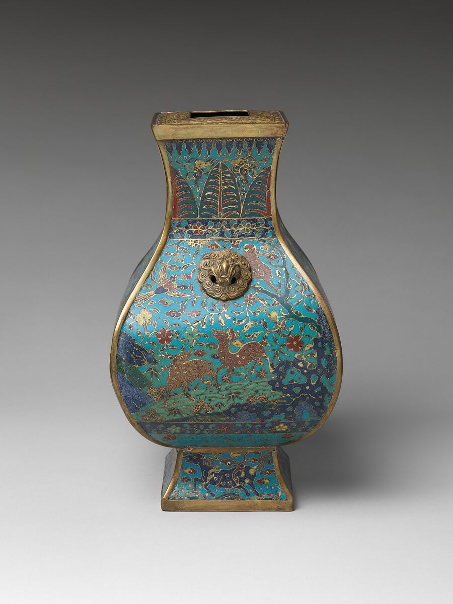 Vase with auspicious animals, Cloisonné enamel, China