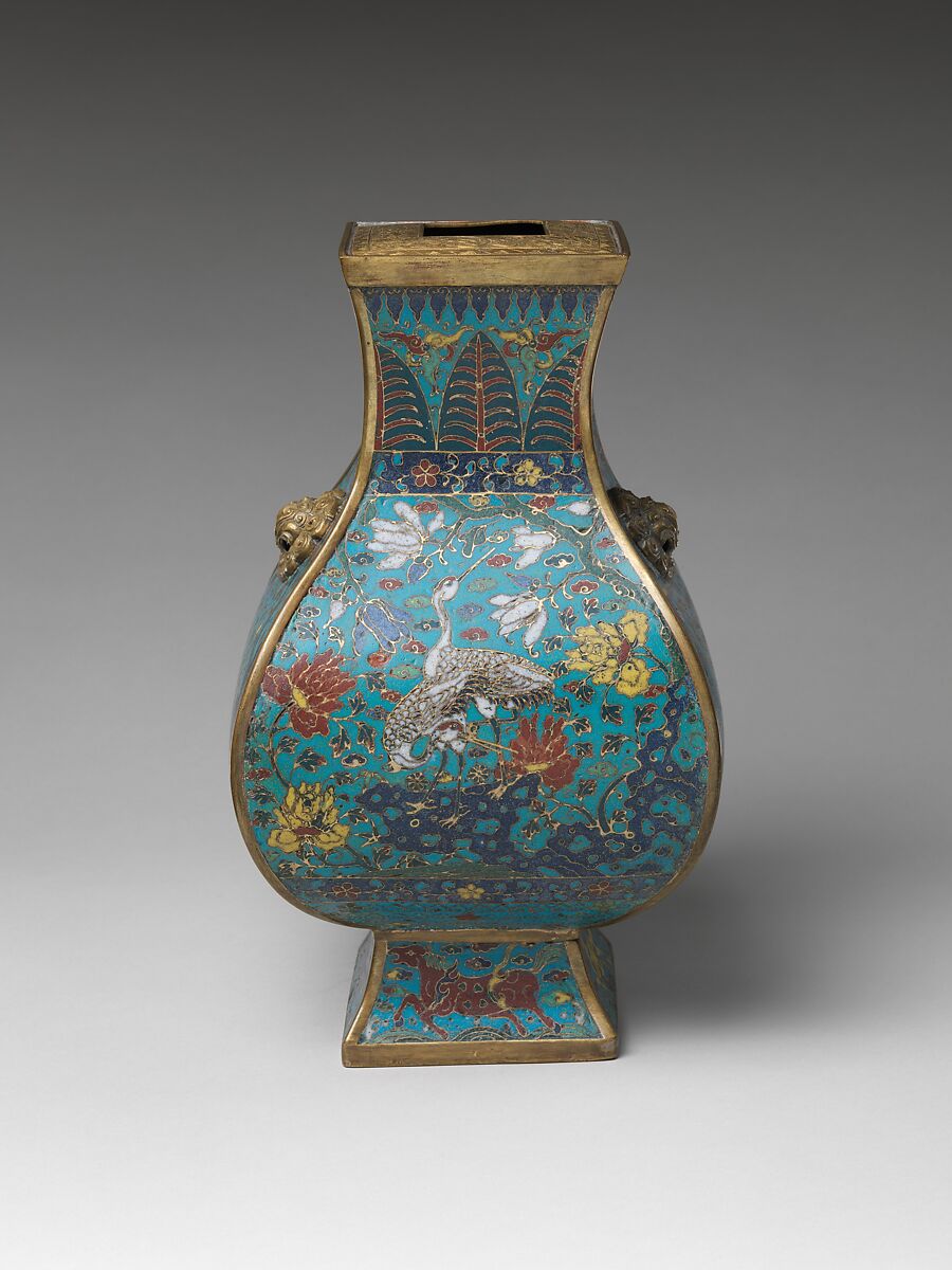 Vase with auspicious animals, Cloisonné enamel, China 