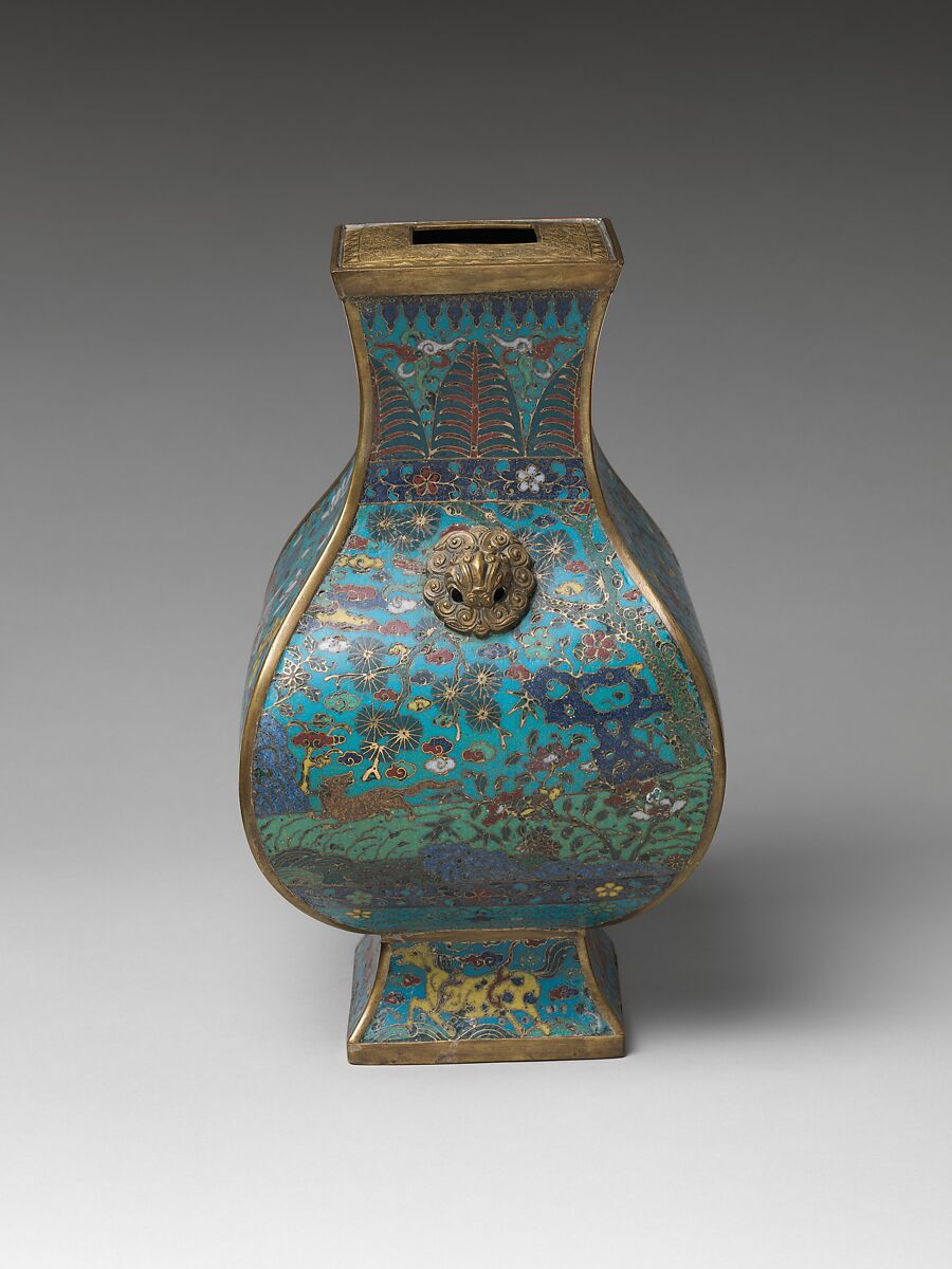 Vase with auspicious animals, Cloisonné enamel, China