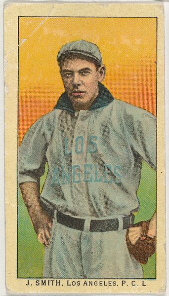 J. Smith, Los Angeles, Pacific Coast League, from the "Obak Baseball Players" set (T212), issued by the American Tobacco Company to promote Obak Mouthpiece Cigarettes, Issued by the California branch of the American Tobacco Company, Commercial color lithograph 