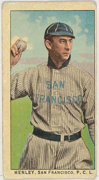 Henley, San Francisco, Pacific Coast League, from the "Obak Baseball Players" set (T212), issued by the American Tobacco Company to promote Obak Mouthpiece Cigarettes, Issued by the California branch of the American Tobacco Company, Commercial color lithograph 