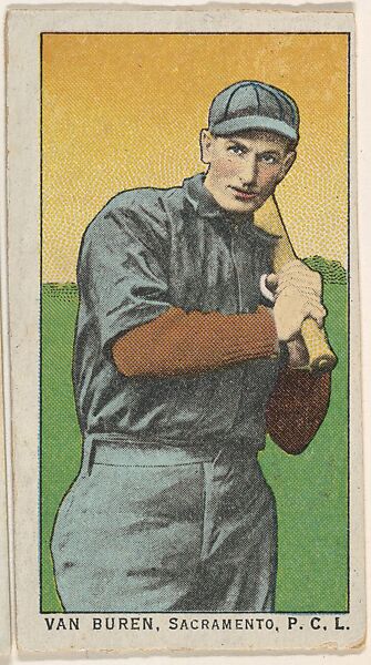 Van Buren, Sacramento, Pacific Coast League, from the "Obak Baseball Players" set (T212), issued by the American Tobacco Company to promote Obak Mouthpiece Cigarettes, Issued by the California branch of the American Tobacco Company, Commercial color lithograph 