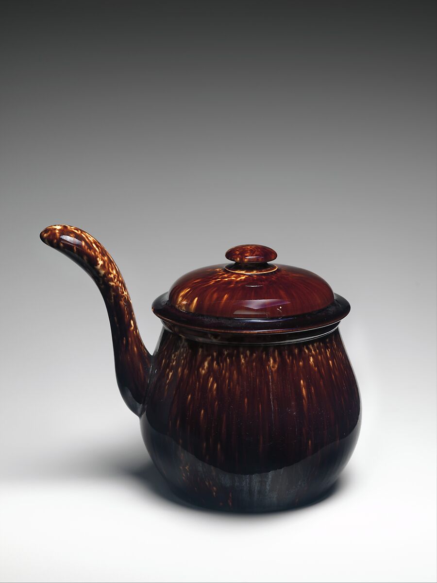Covered Bean Pot, Lyman, Fenton &amp; Co. (1849–52), Mottled brown earthenware, American 