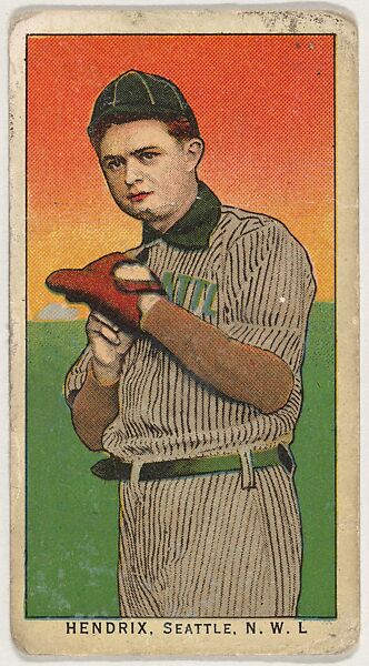 Hendrix, Seattle, Northwestern League, from the "Obak Baseball Players" set (T212), issued by the American Tobacco Company to promote Obak Mouthpiece Cigarettes, Issued by the California branch of the American Tobacco Company, Commercial color lithograph 