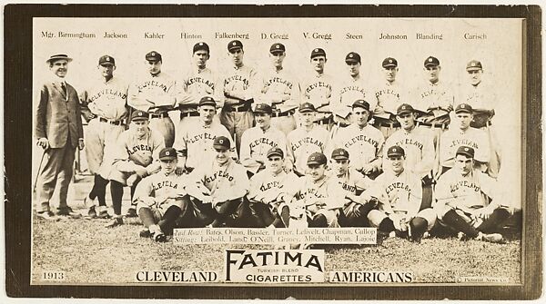 Cleveland Naps, American League, from the "Baseball Team" series (T200), issued by Liggett & Myers Tobacco Company to promote Fatima Turkish Blend Cigarettes, Photographic copyright, The Pictorial News Co., Photograph 