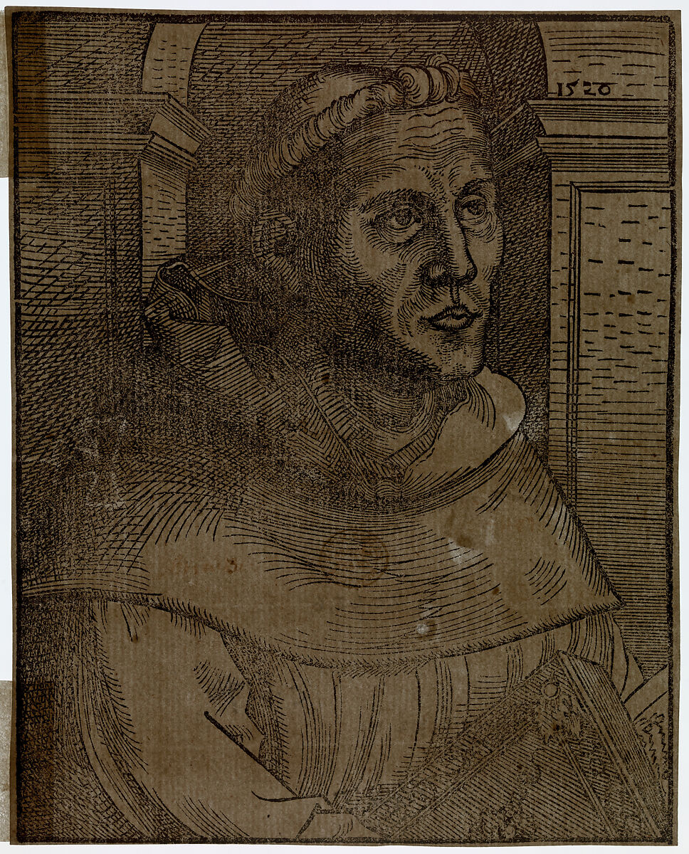 Copy of Luther as an Augustinian Friar, Half Length, Anonymous, German, 16th century, Woodcut; third state of eight (Hollstein)