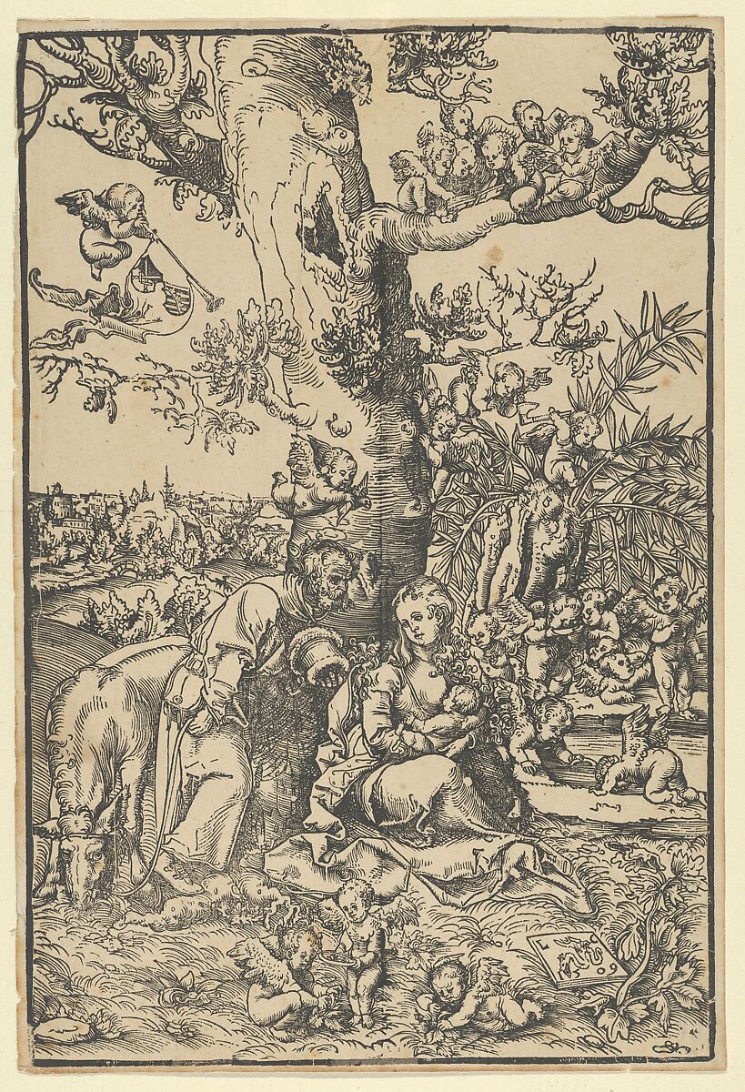 Rest on the Flight into Egypt, Lucas Cranach the Elder (German, Kronach 1472–1553 Weimar), Woodcut 