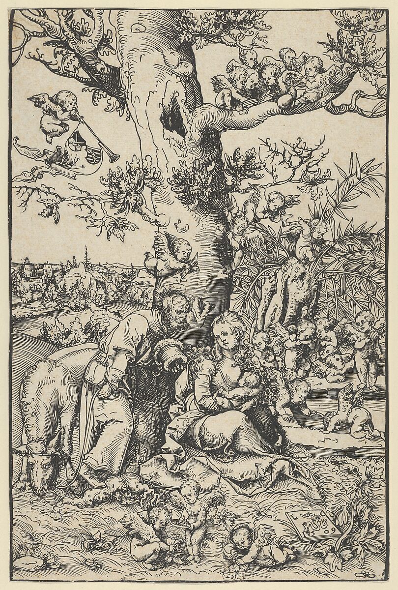 Rest on the Flight into Egypt, Lucas Cranach the Elder (German, Kronach 1472–1553 Weimar), Woodcut 