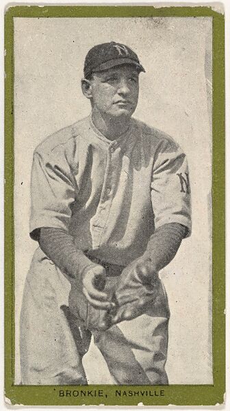 Bronkie, Nashville, from the Baseball Players (Green Borders) series (T211) issued by Red Sun Cigarettes, Issued by Red Sun Cigarettes, Photolithograph 