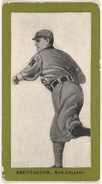 Breitenstein, New Orleans, from the Baseball Players (Green Borders) series (T211) issued by Red Sun Cigarettes, Issued by Red Sun Cigarettes, Photolithograph 