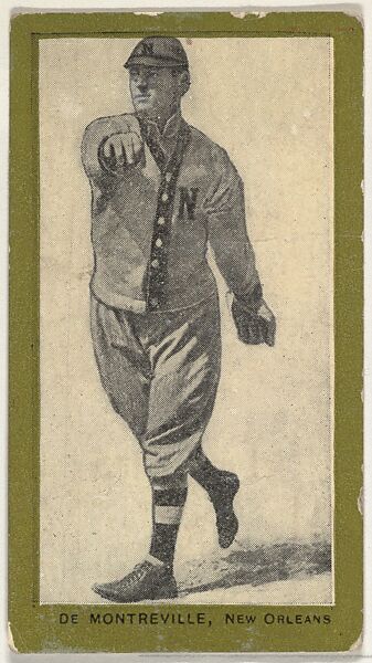 De Montreville, New Orleans, from the Baseball Players (Green Borders) series (T211) issued by Red Sun Cigarettes, Issued by Red Sun Cigarettes, Photolithograph 