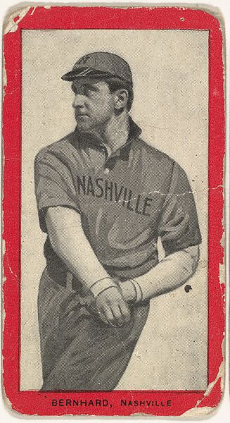 Bernhard, Nashville, Southern Association, from the Baseball Players (Red Borders) series (T210) issued by Old Mill Cigarettes, Issued by Old Mill Cigarettes, Virginia, Photolithograph 