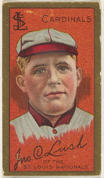 John Lush, St. Louis Cardinals, National League, from the "Baseball Series" (Gold Borders) set (T205) issued by the American Tobacco Company, Issued by the American Tobacco Company, Commercial color lithograph 