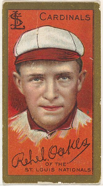 Rehel Oakes, St. Louis Cardinals, National League, from the "Baseball Series" (Gold Borders) set (T205) issued by the American Tobacco Company, Issued by the American Tobacco Company, Commercial color lithograph 
