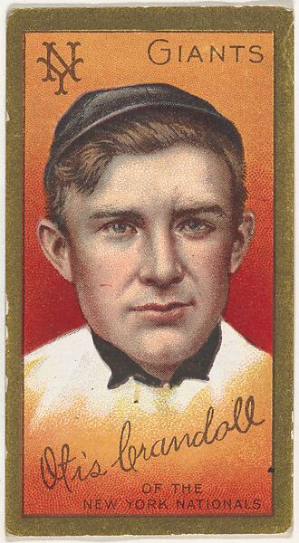 Otis Crandall, New York Giants, National League, from the "Baseball Series" (Gold Borders) set (T205) issued by the American Tobacco Company, Issued by the American Tobacco Company, Commercial color lithograph 