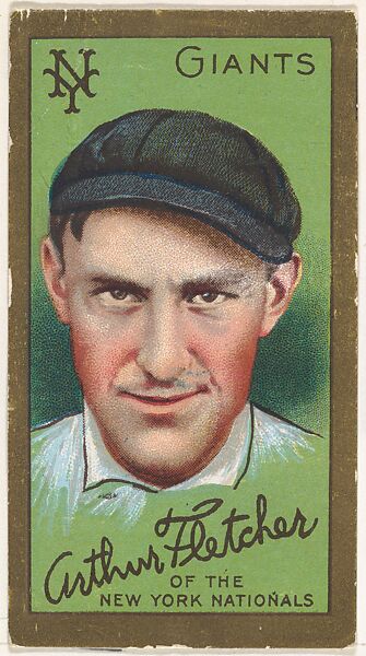 Arthur Fletcher, New York Giants, National League, from the "Baseball Series" (Gold Borders) set (T205) issued by the American Tobacco Company, Issued by the American Tobacco Company, Commercial color lithograph 